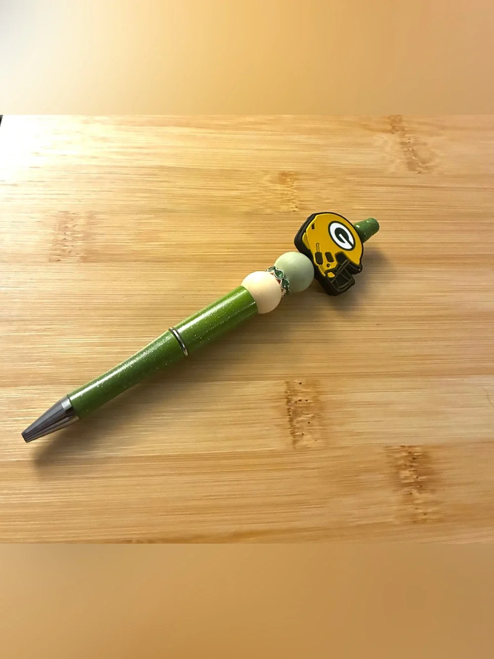 Green Bay Beaded Green & Yellow Pen